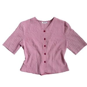 vintage 80s red gingham blouse